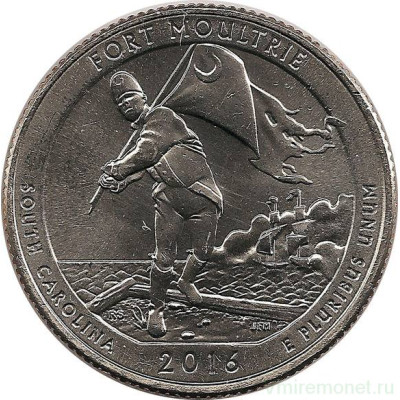 Монета 25 центов 2016 г. США "Национальный парк Форт Молтри". (№35)